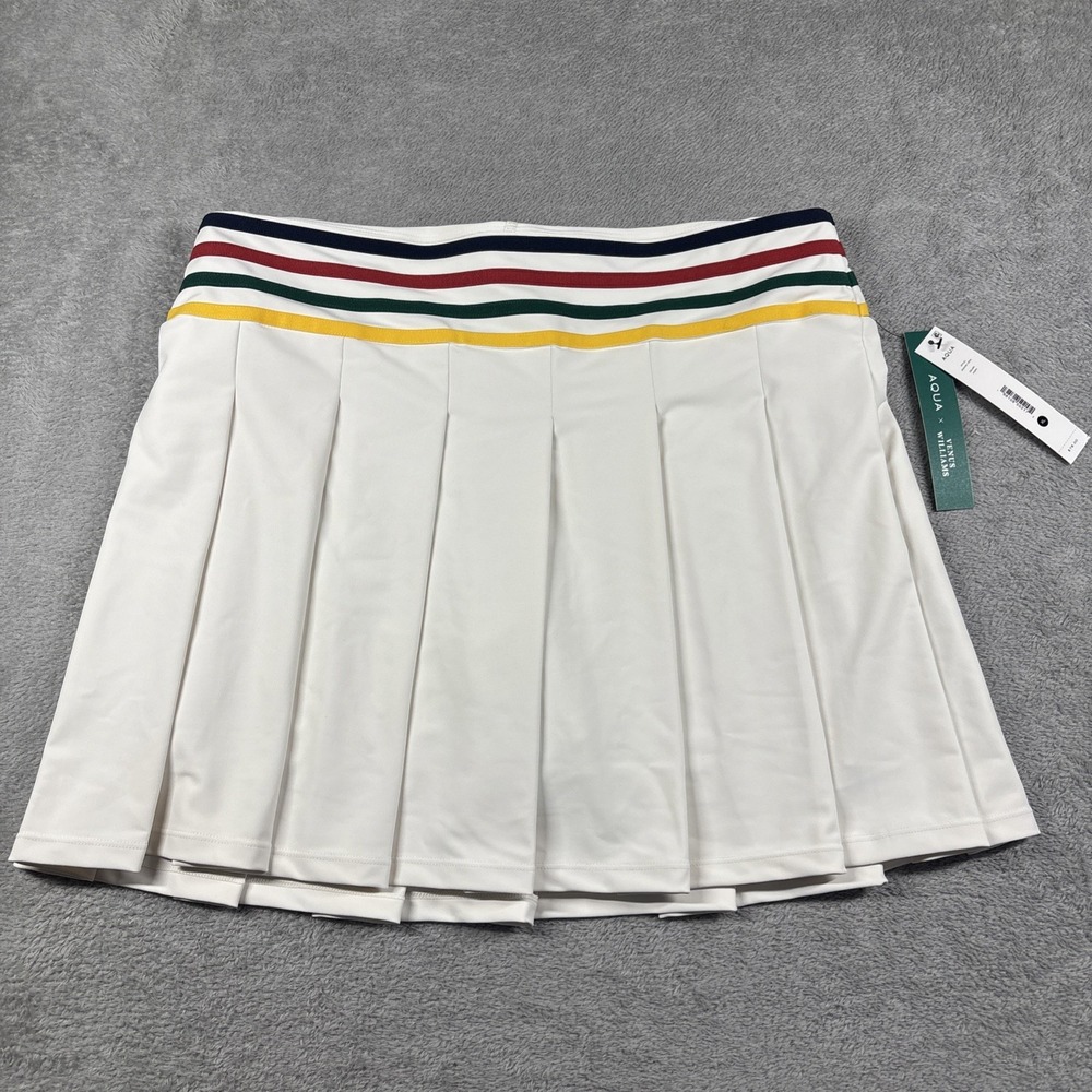 Aqua Athletic x Venus Williams Women's Pleated Tennis Skort White Sz XL NWT READ